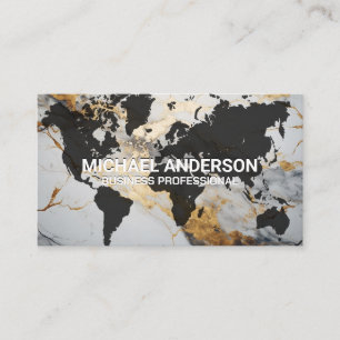 World Map Marble Background Business Card