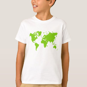 World Map - Martian Green T-Shirt