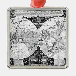 World map metal ornament