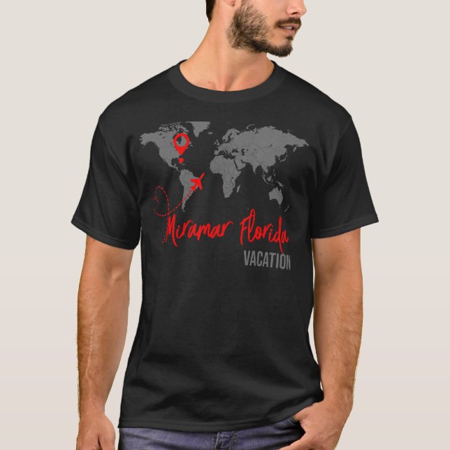 World Map  Miramar Beach Map Matching Family Vacat T-Shirt (Front)