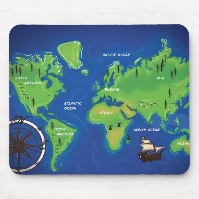 World Map Mouse Pad (Front)