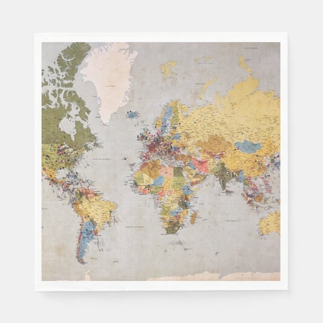 world map napkin (Front)