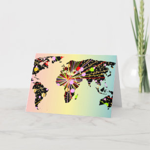 World Map New Year Holiday Card