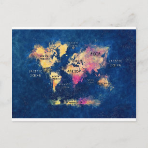 world map OCEANS and continents Postcard