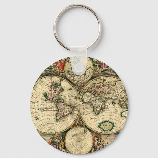 World Map of 1689 Gifts Keychain (Front)