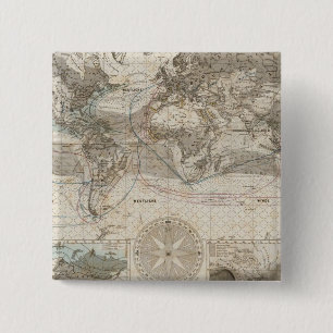 World map of Air Flow 2 Inch Square Button