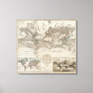 World map of Air Flow Canvas Print