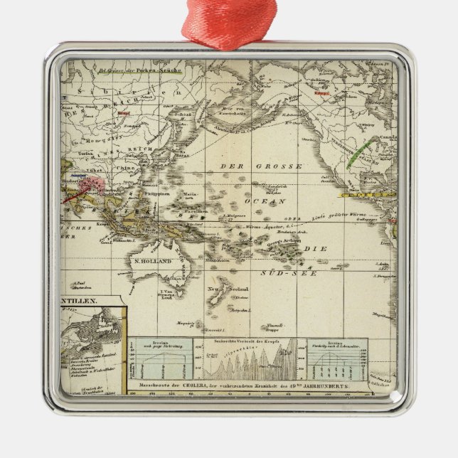 World Map of Diseases Metal Ornament (Front)