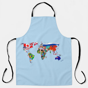 World Map of Flags All-Over Print Apron