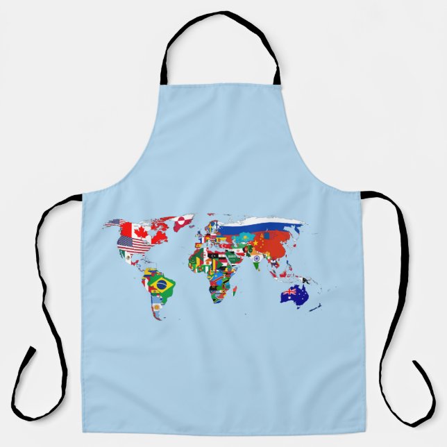 World Map of Flags All-Over Print Apron (Front)