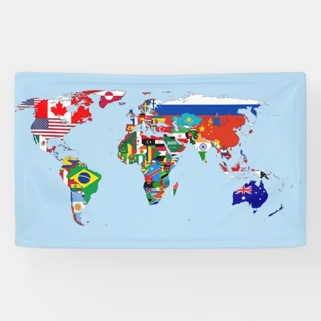 World Map of Flags Banner (Horizontal)