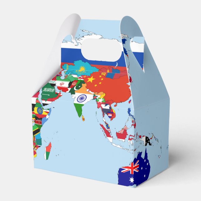 World Map of Flags Favor Box (Front Side)