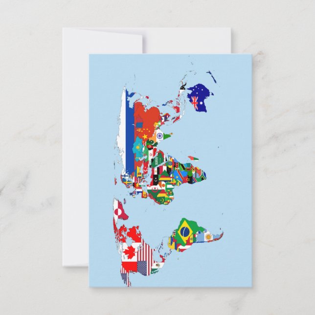 World Map of Flags Flat Thank You Card (Front)
