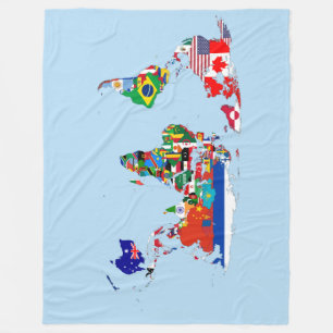 World Map of Flags Fleece Blanket