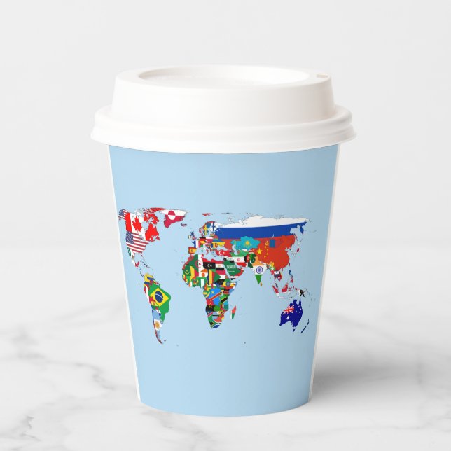 World Map of Flags Paper cup (Front)