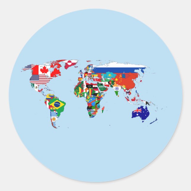 World Map of Flags Sticker (Front)