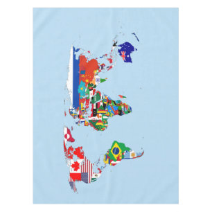World Map of Flags Tablecloth