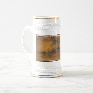 World Map of Mars Red Planet by Satellite Beer Stein