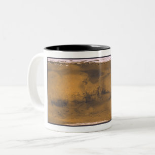 World Map of Mars Red Planet by Satellite Two-Tone Coffee Mug