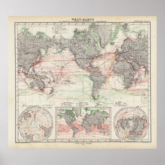 World Map of Ocean Currents Poster (Front)