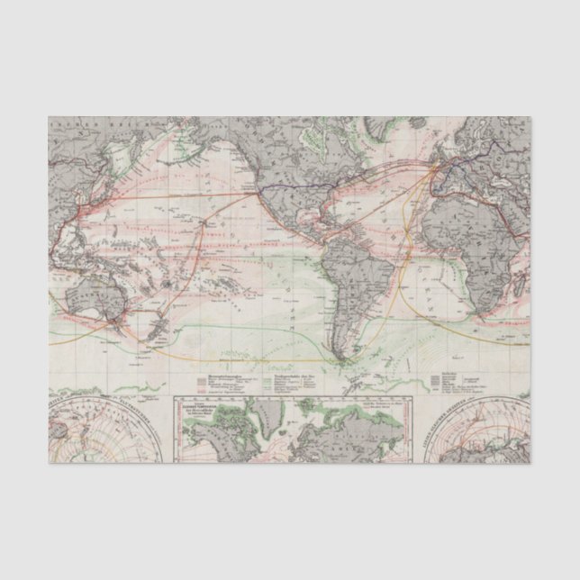 World Map of Ocean Currents Tissue Paper (Front)