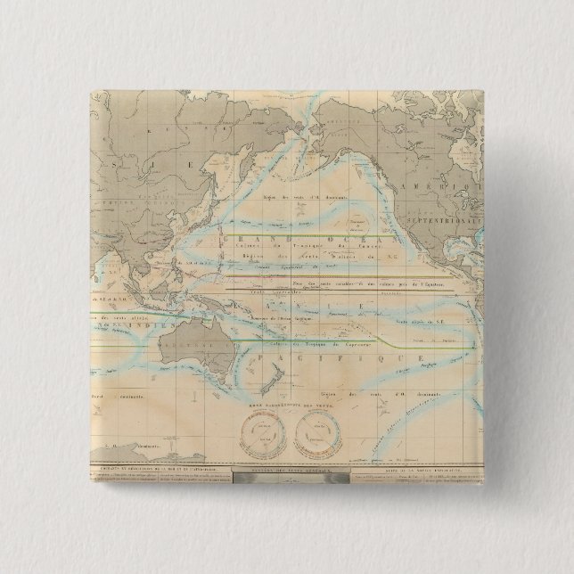 World Map of the Climate 2 Inch Square Button (Front)