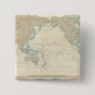 World Map of the Shipping Canals 2 Inch Square Button