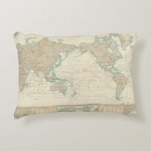 World Map of the Shipping Canals Decorative Pillow