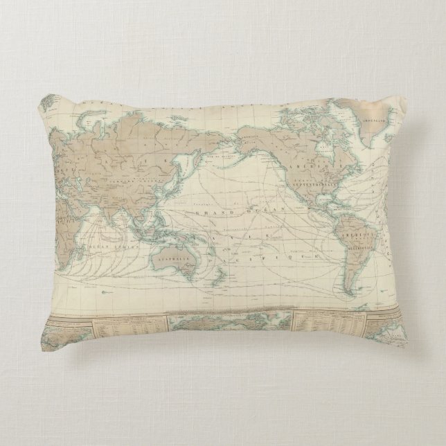 World Map of the Shipping Canals Decorative Pillow (Front)