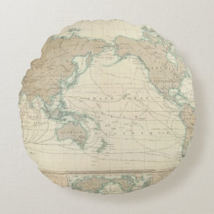 World Map of the Shipping Canals Round Pillow