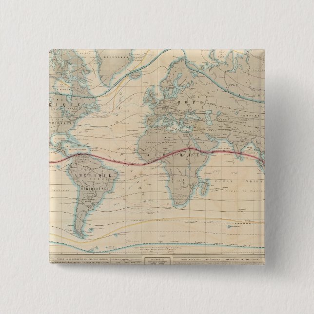 World Map of the Vegetation 2 Inch Square Button (Front)