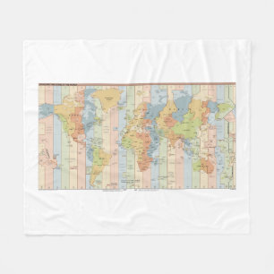 World Map of Time Zones Fleece Blanket