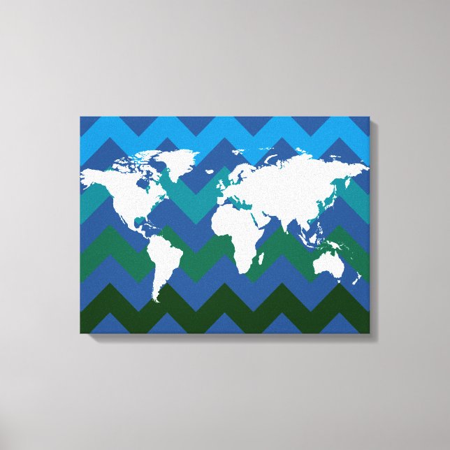 World-map on Chevron Canvas Print (Front)
