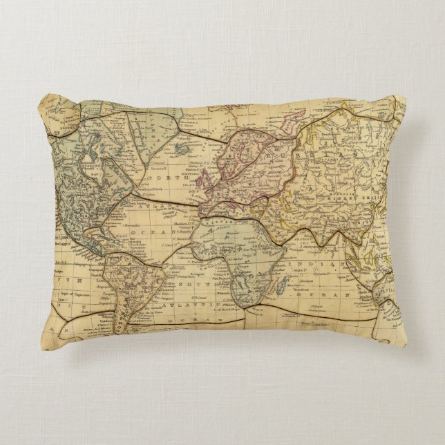 World map on Mercators Projection Decorative Pillow (Front)