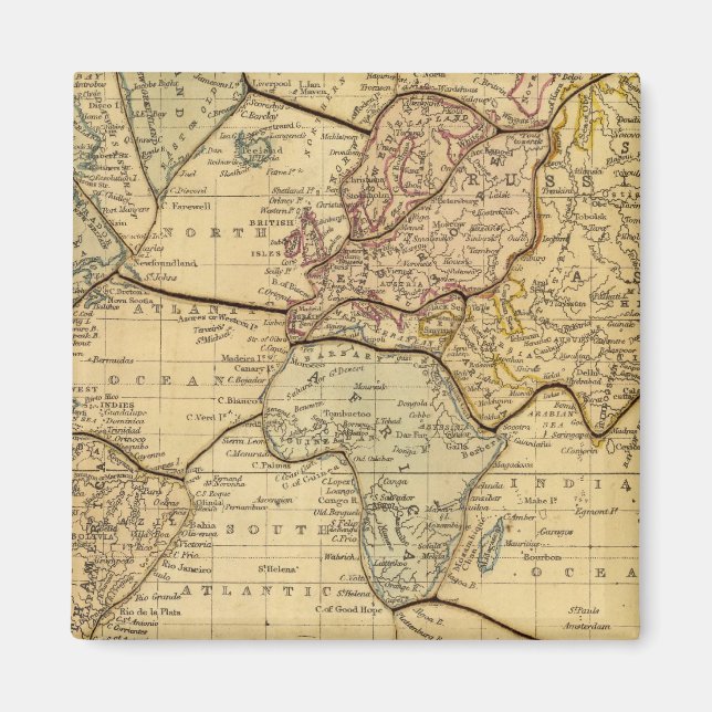 World map on Mercators Projection Magnet (Front)