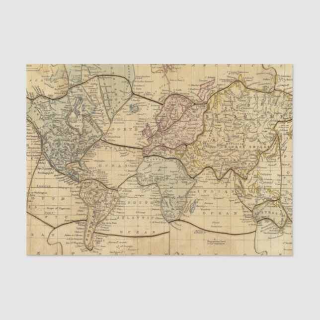 World map on Mercators Projection Tissue Paper (Front)