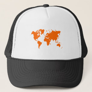 World Map - Orange Trucker Hat