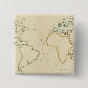 World Map Outline 2 Inch Square Button