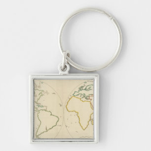 World Map Outline 2 Keychain