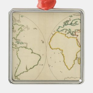 World Map Outline 2 Metal Ornament