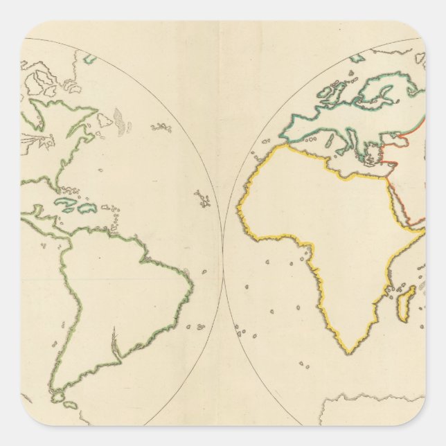 World Map Outline 2 Square Sticker (Front)