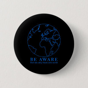 World Map Outline Environmental Protection Nature  2 Inch Round Button