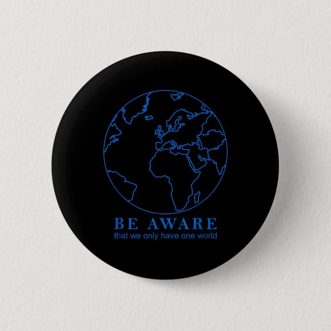 World Map Outline Environmental Protection Nature  2 Inch Round Button (Front)