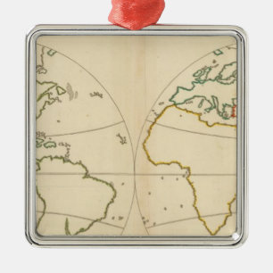 World Map Outline Metal Ornament