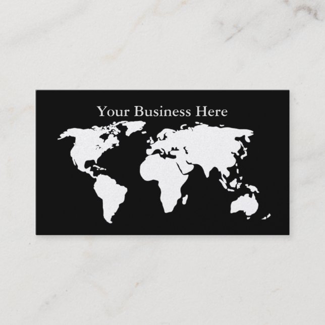 World Map Platinum/Black Business Card (Front)