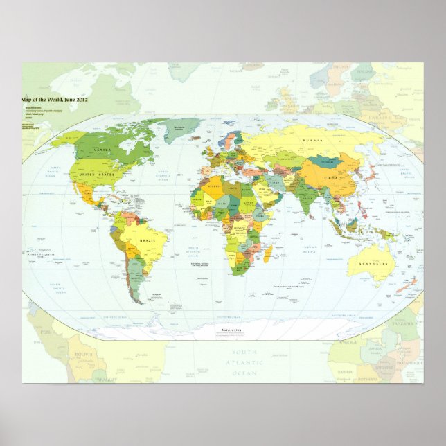 World Map Political Atlas Poster: Modern Decor (Front)