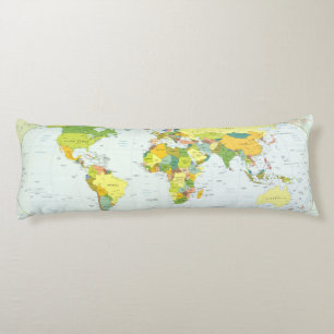 World Map Political Atlas Poster: Modern Decor Body Pillow