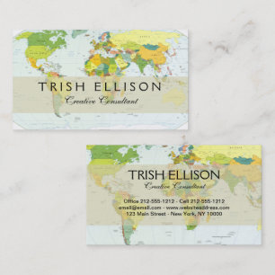 World Map Political Atlas Poster: Modern Decor Business Card