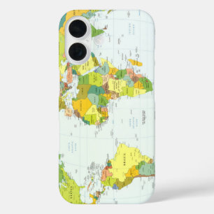 World Map Political Atlas Poster: Modern Decor iPhone 16 Case