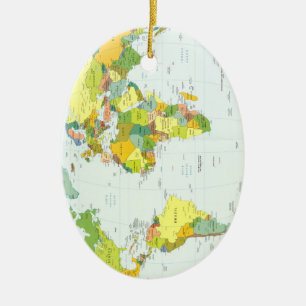 World Map Political Atlas Poster: Modern Decor Ceramic Ornament